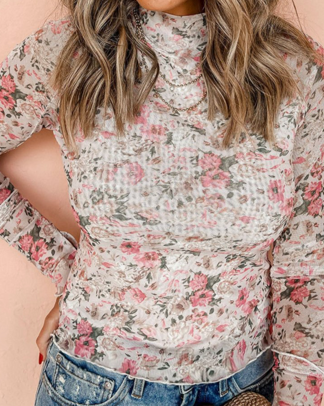 Floral Mesh Top