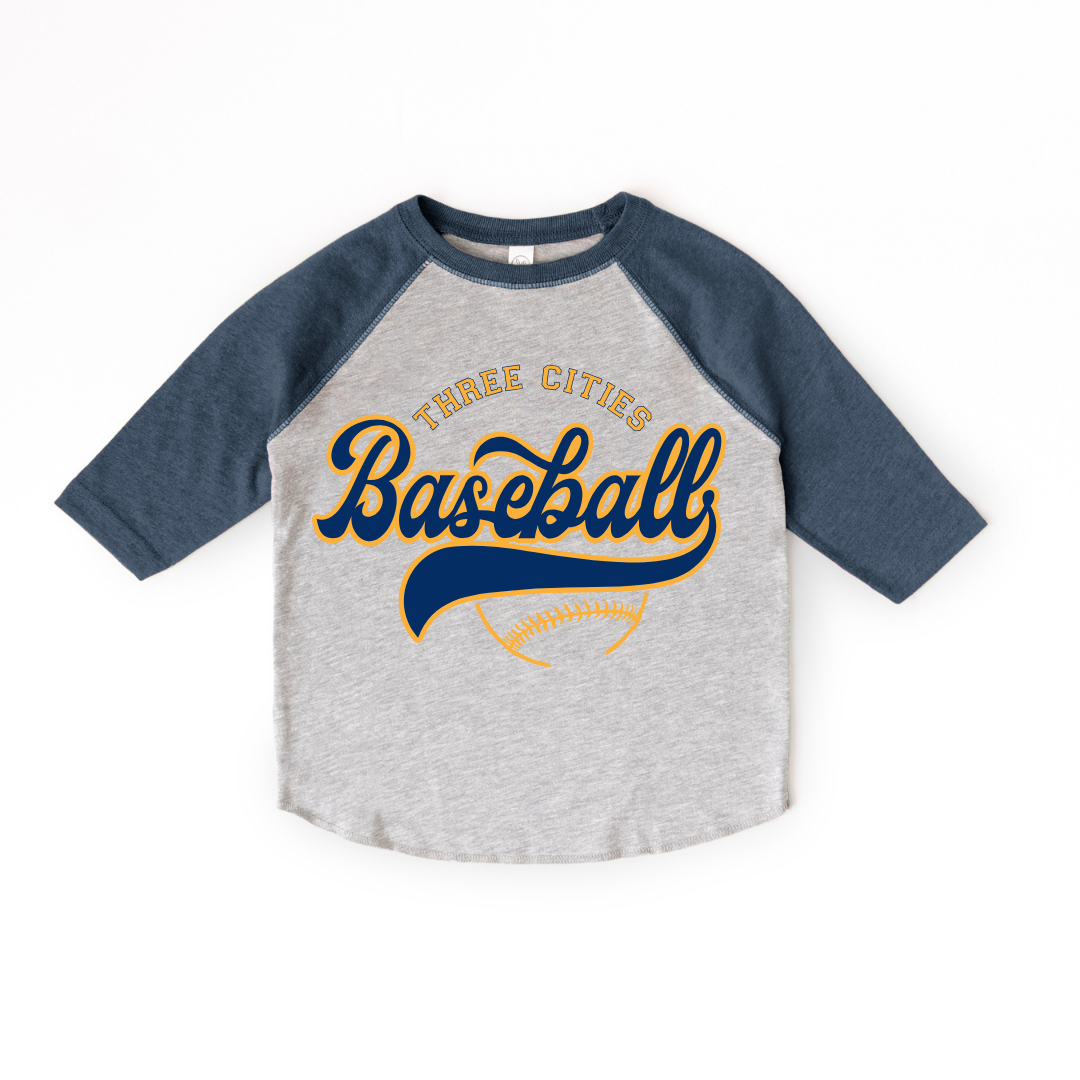 Three Cities Baseball 3/4 Sleeve Tee