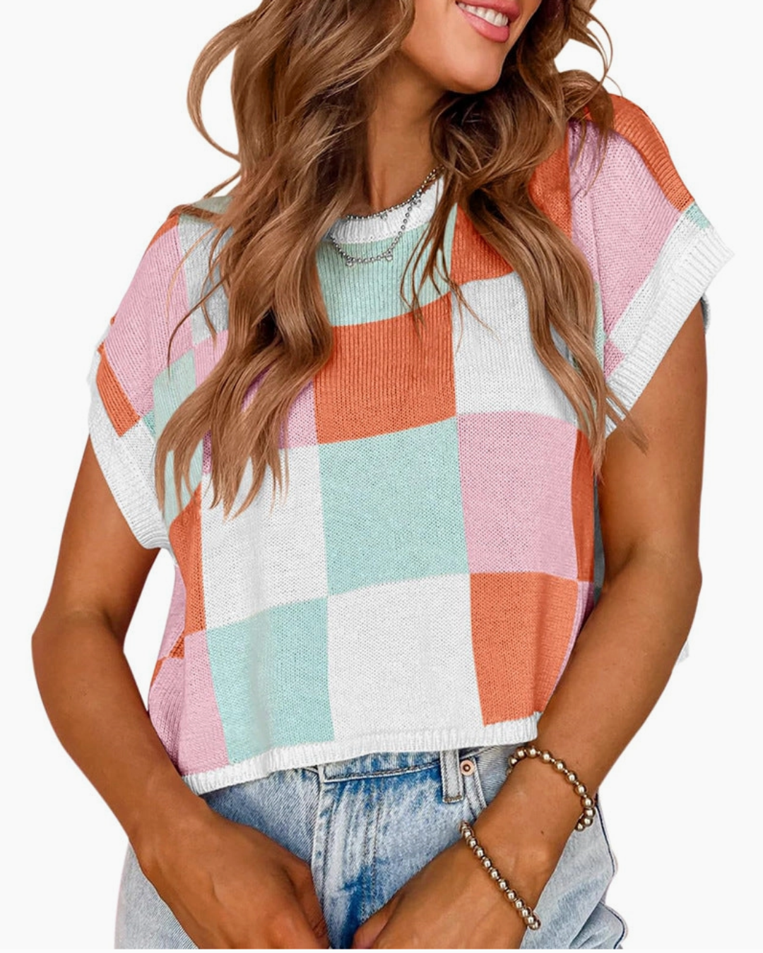 Colorblock Knit Sweater Vest