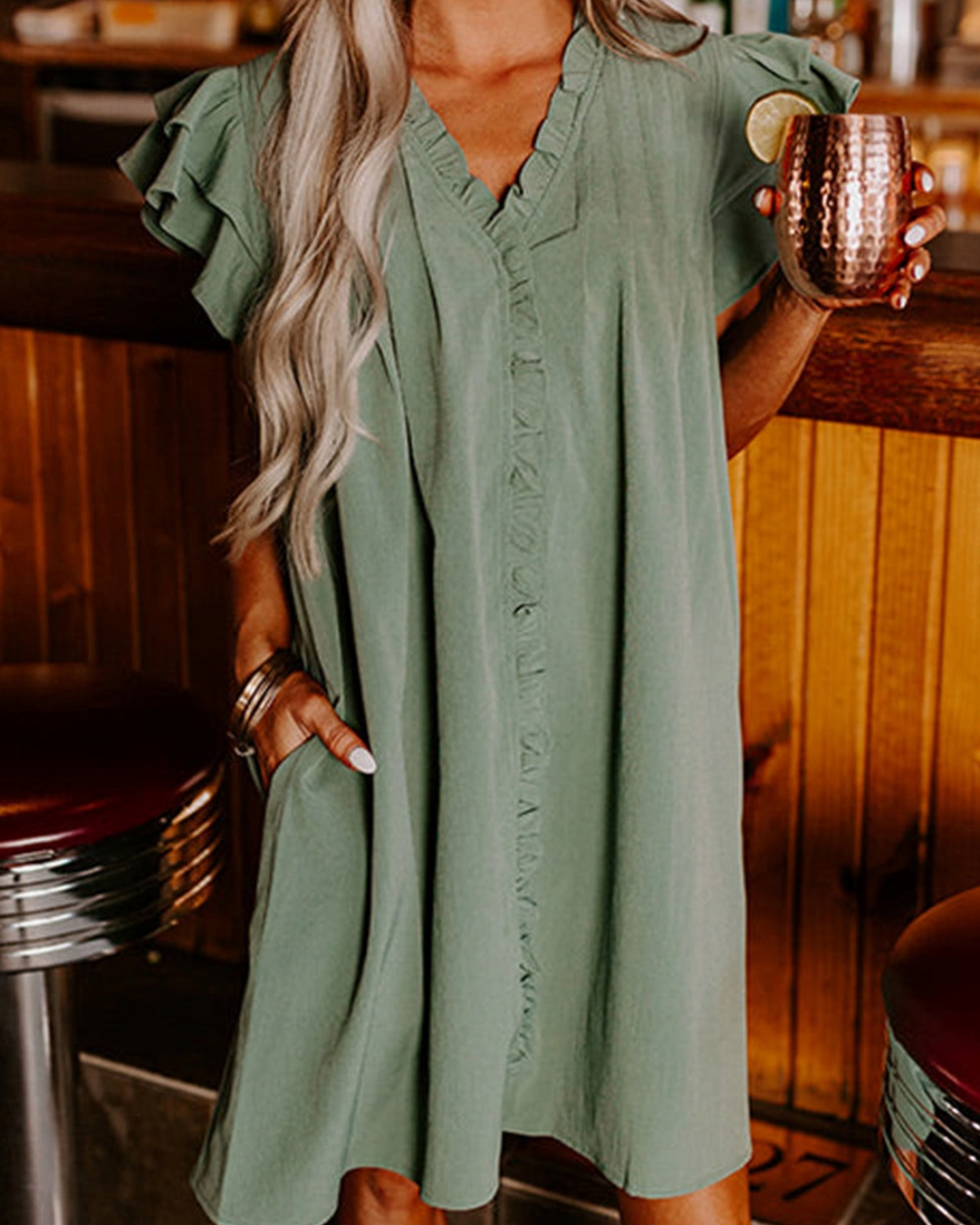 Ruffle Button Dress