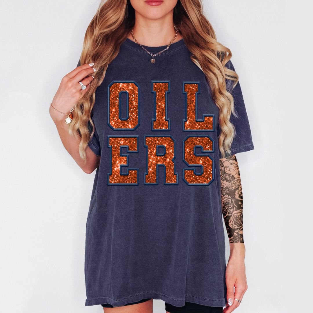 Oilers~Faux Sequin