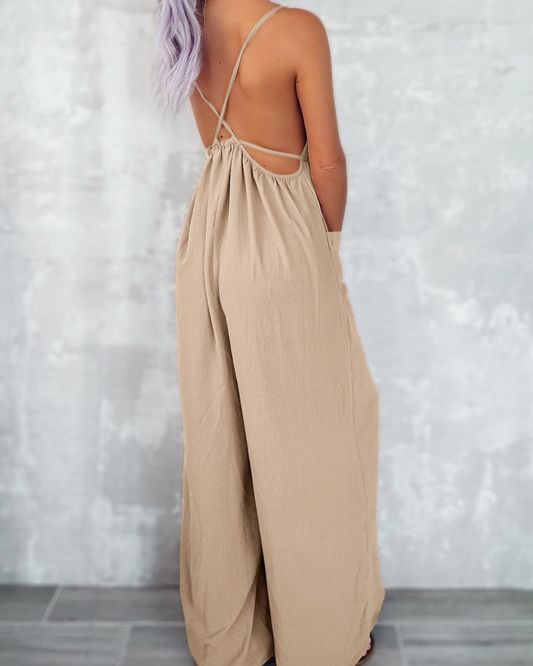 Wide Leg Tie Up Jumpsuit