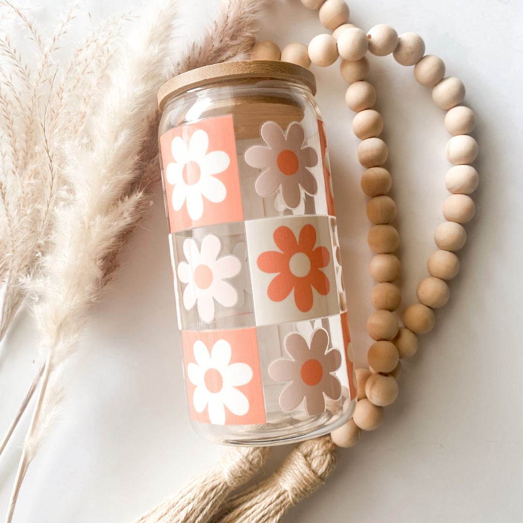 Daisy Flower Glass Can