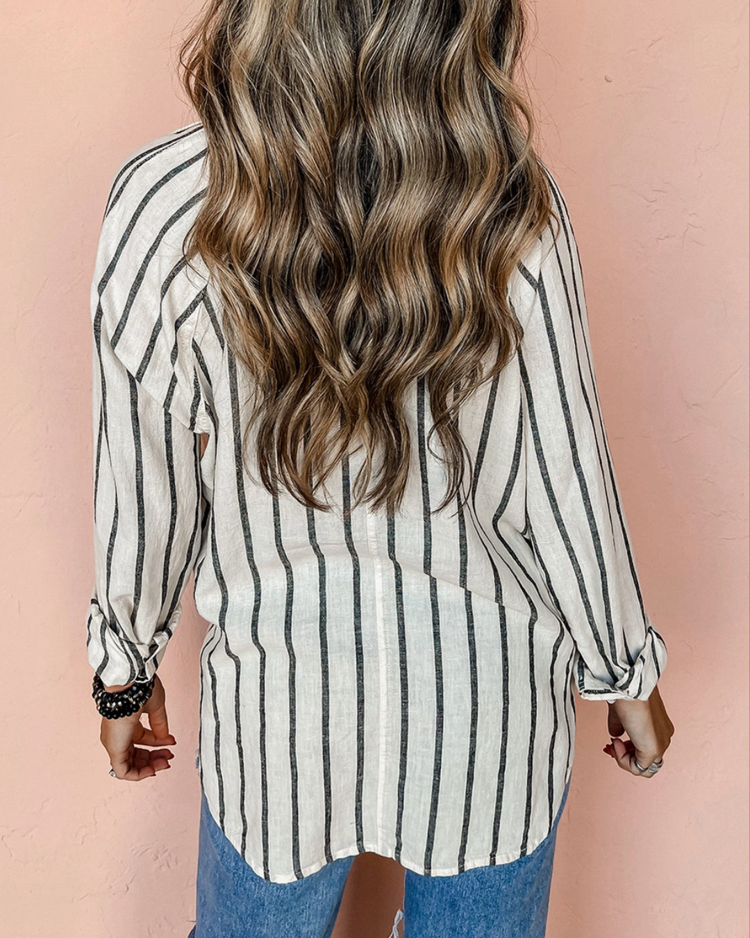 Strip Button Oversized Shirt