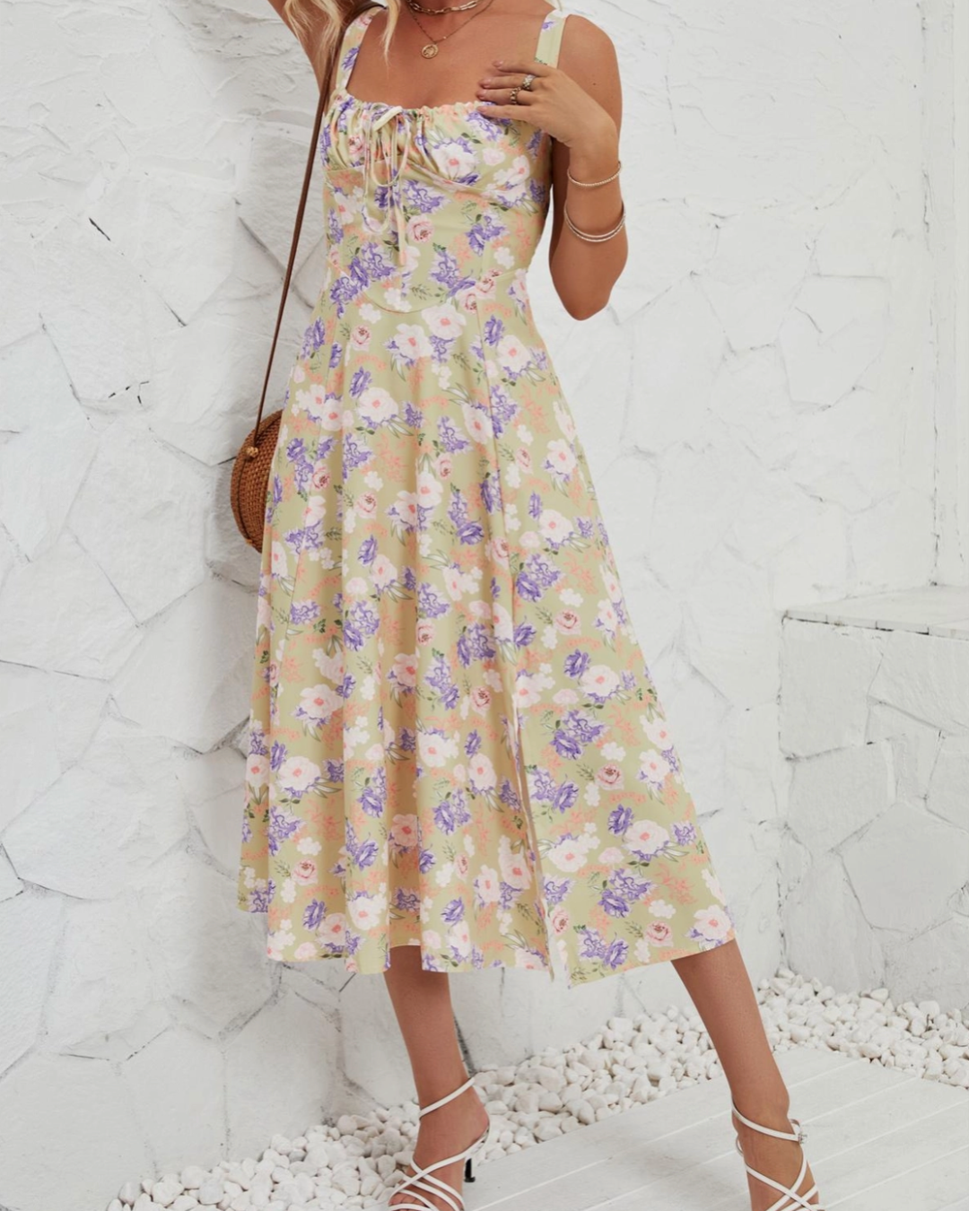 Floral A-Line Midi Dress