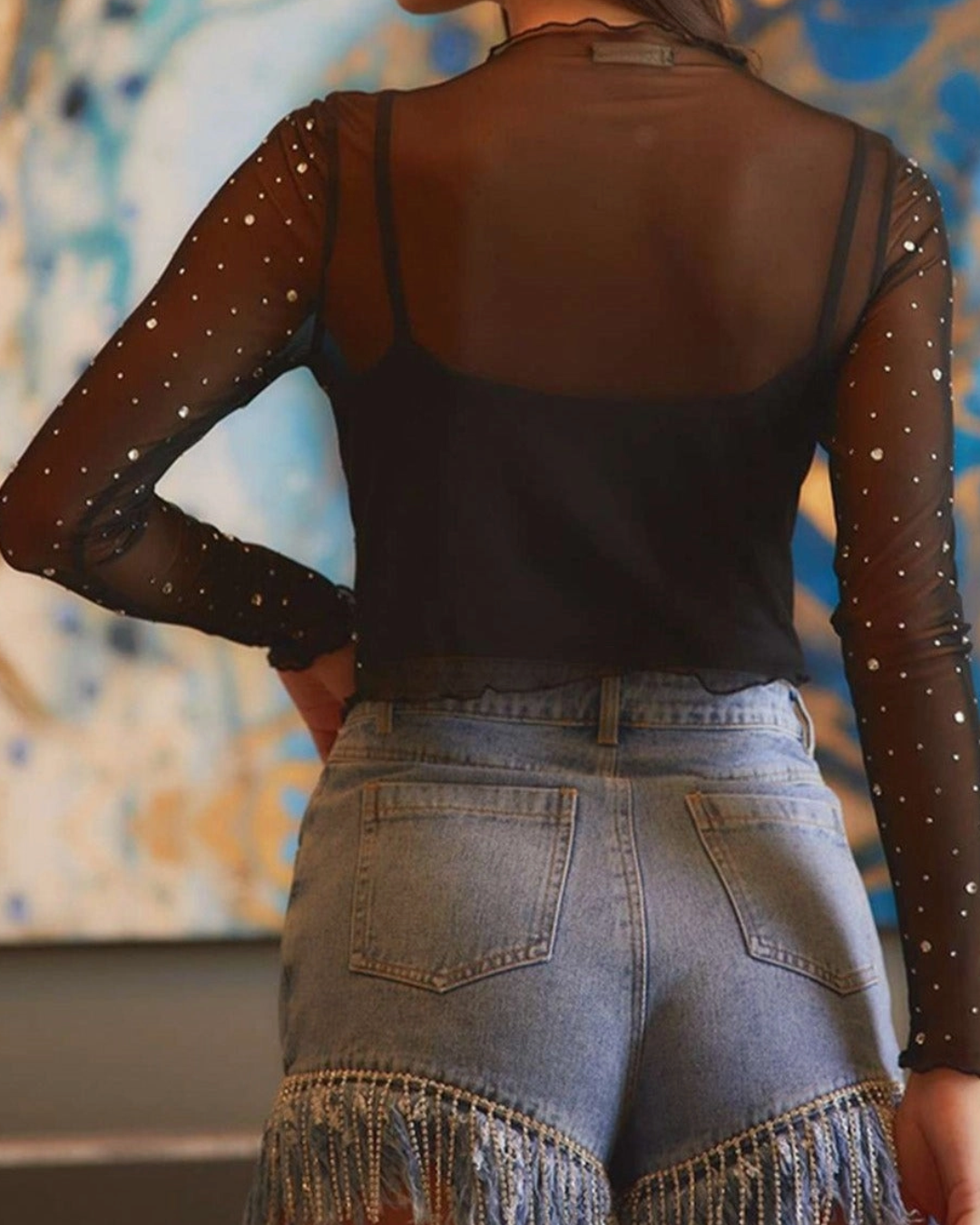 Rhinstone Mesh Top