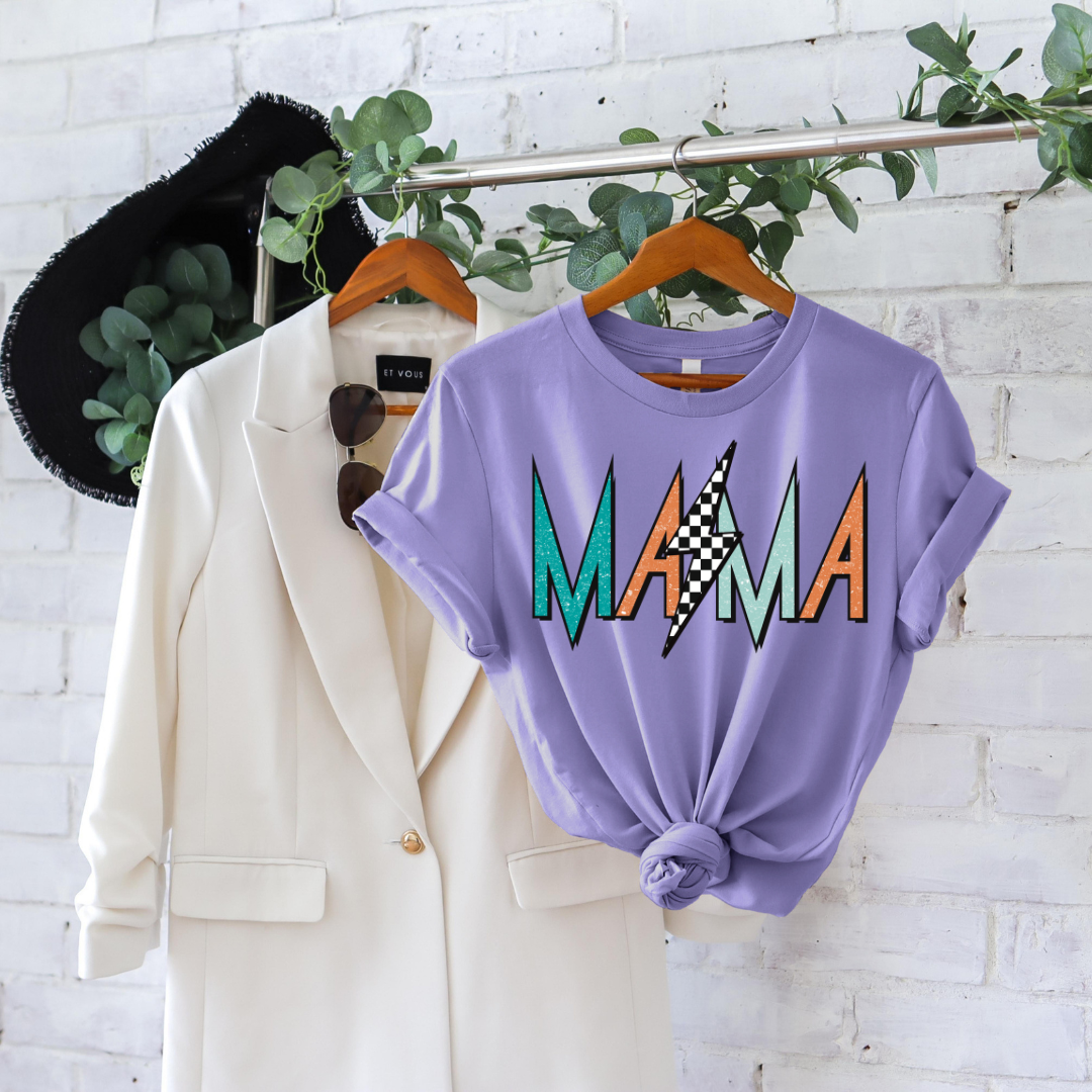 Mama~Checkered Lightning Tee