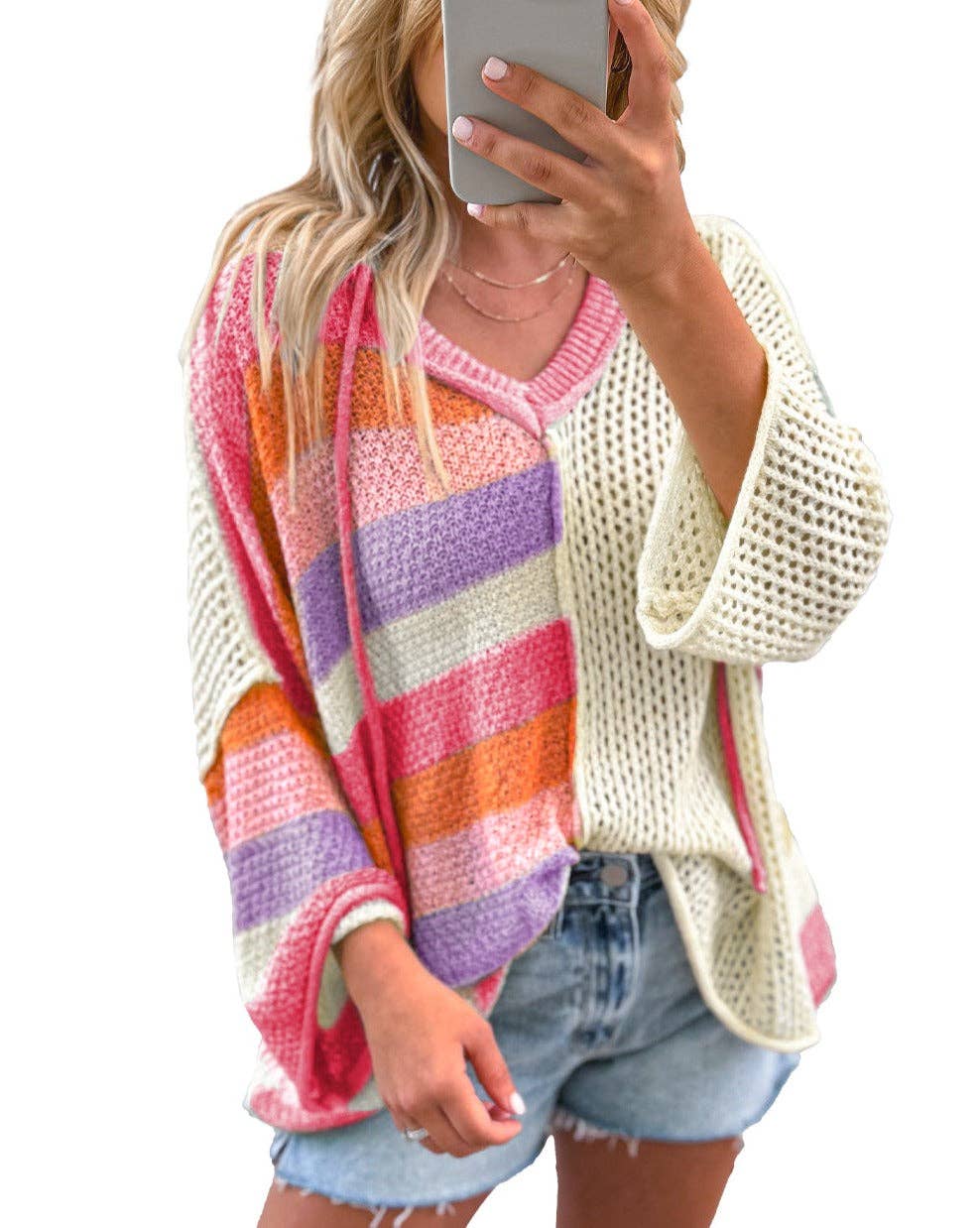 Colorblock Oversized Knit Sweater