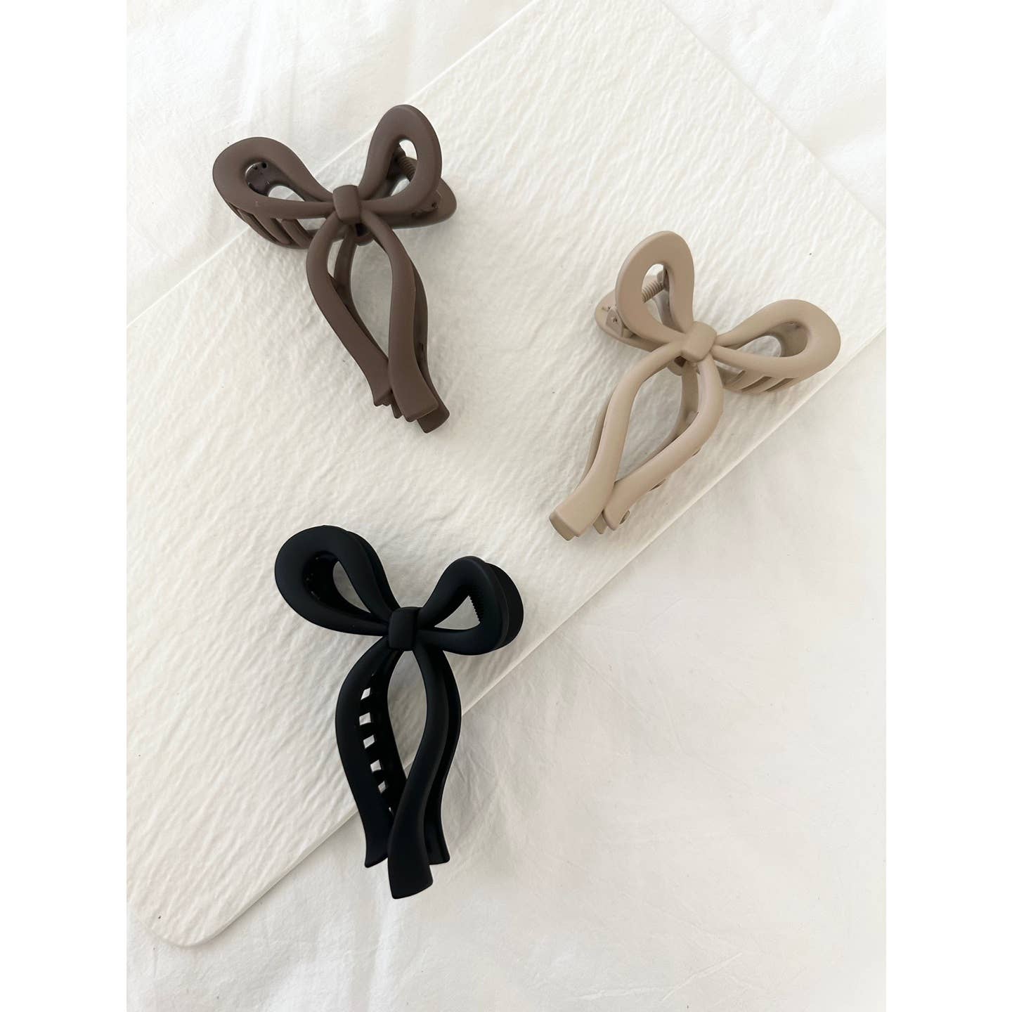 Matte Ribbon Tie Hair Claws