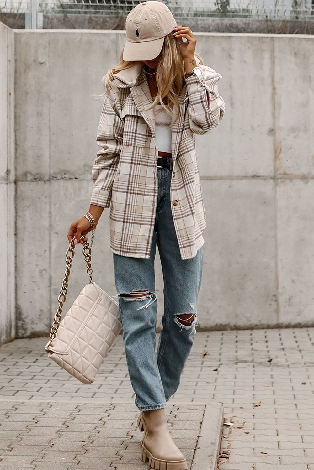 Khaki Plaid Shirt Shacket