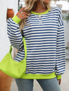 Trendy Striped Sweatshirt~Dark Blue