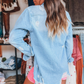 Mineral Wash Frayed Denim Jacket