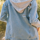 Denim Distressed Hooded Jacket
