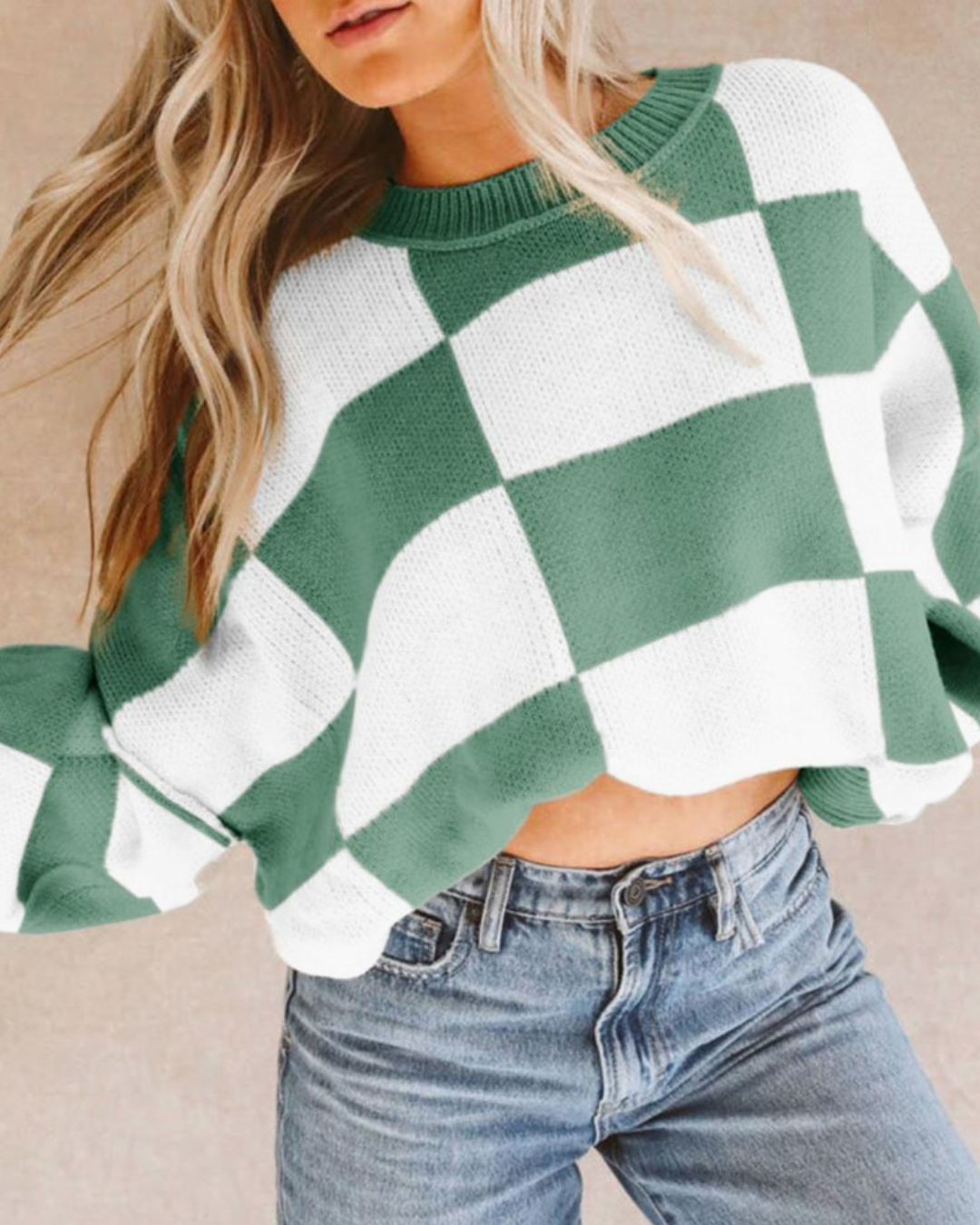 Checkered Reverse Seam Sweater~IN STOCK