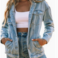 Denim Distressed Hooded Jacket