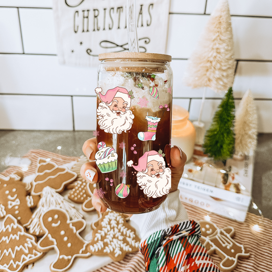 Vintage Santa Glass Can