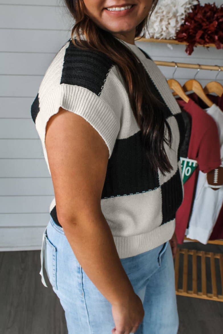 Colorblock Short Sleeve Sweater