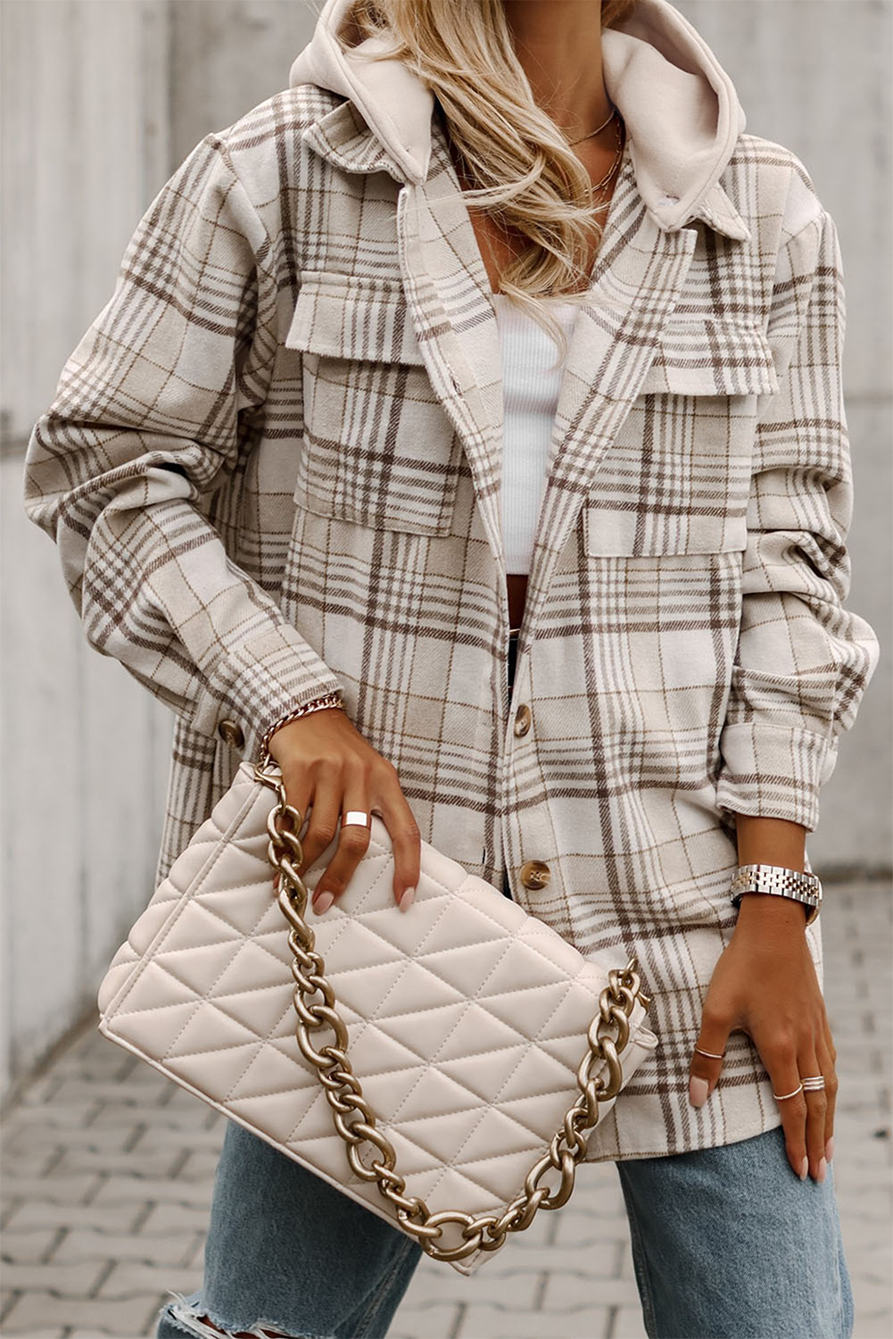 Khaki Plaid Shirt Shacket
