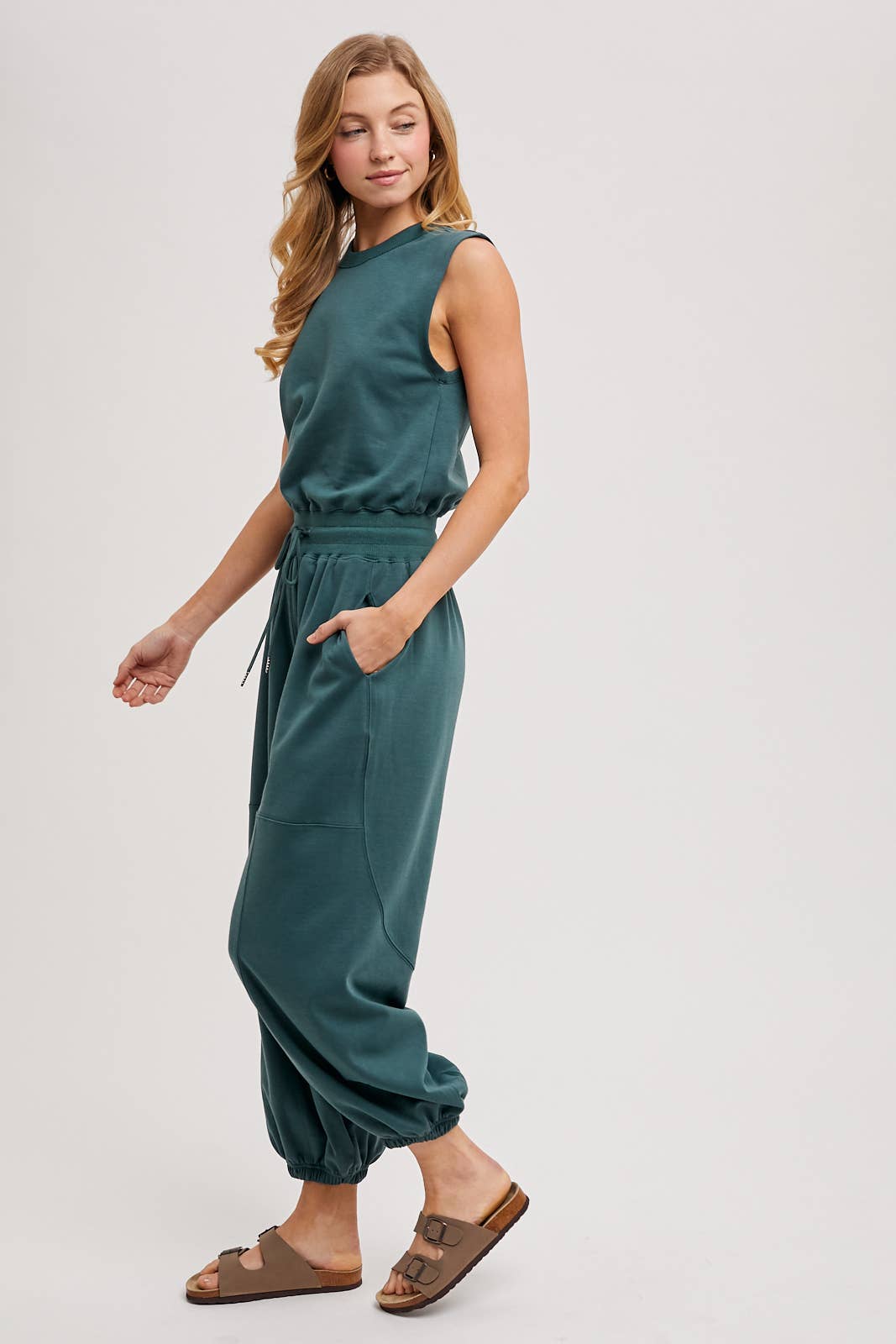 Drawstring Knit Jumpsuit