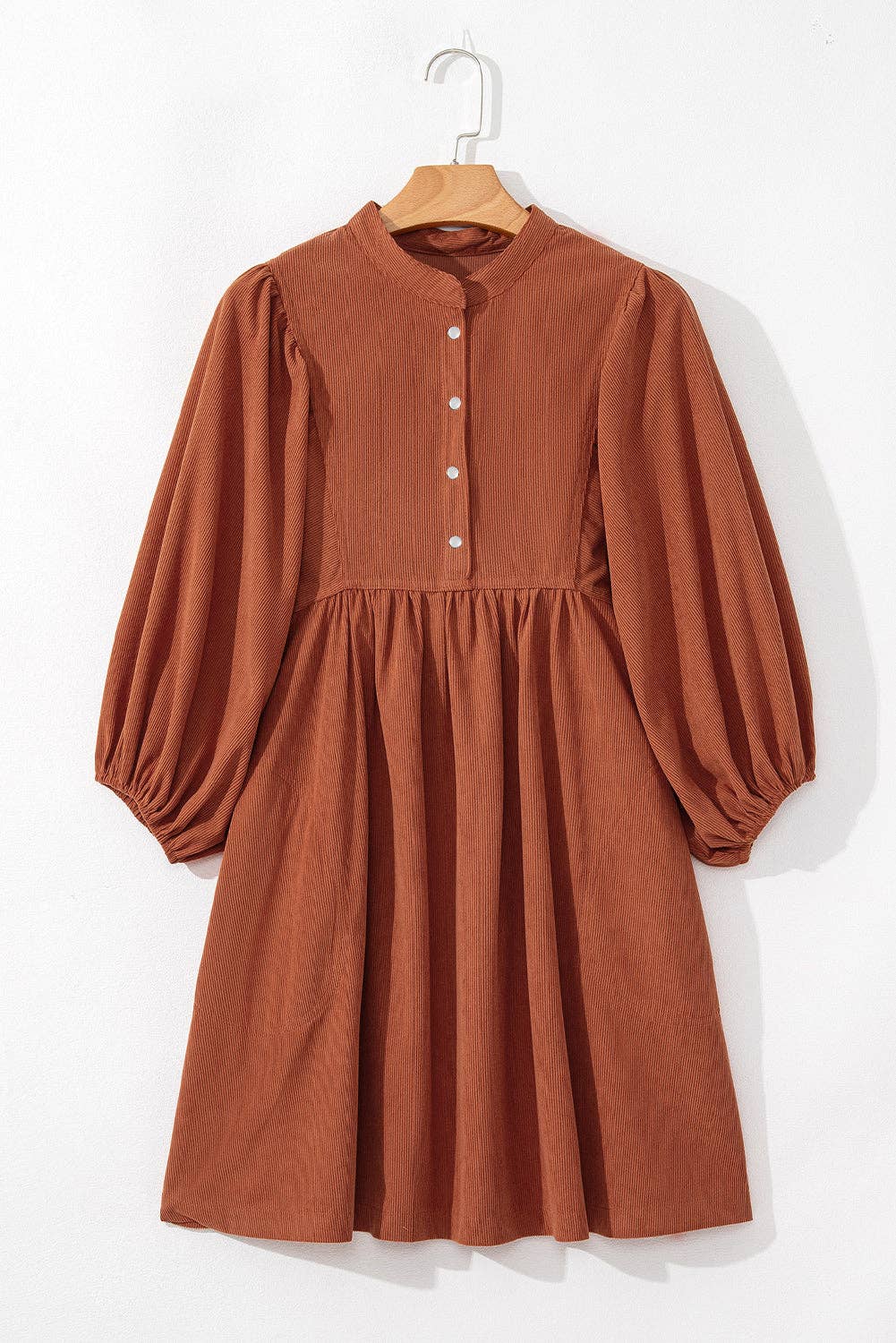 Corduroy 3/4 Sleeve Button Dress