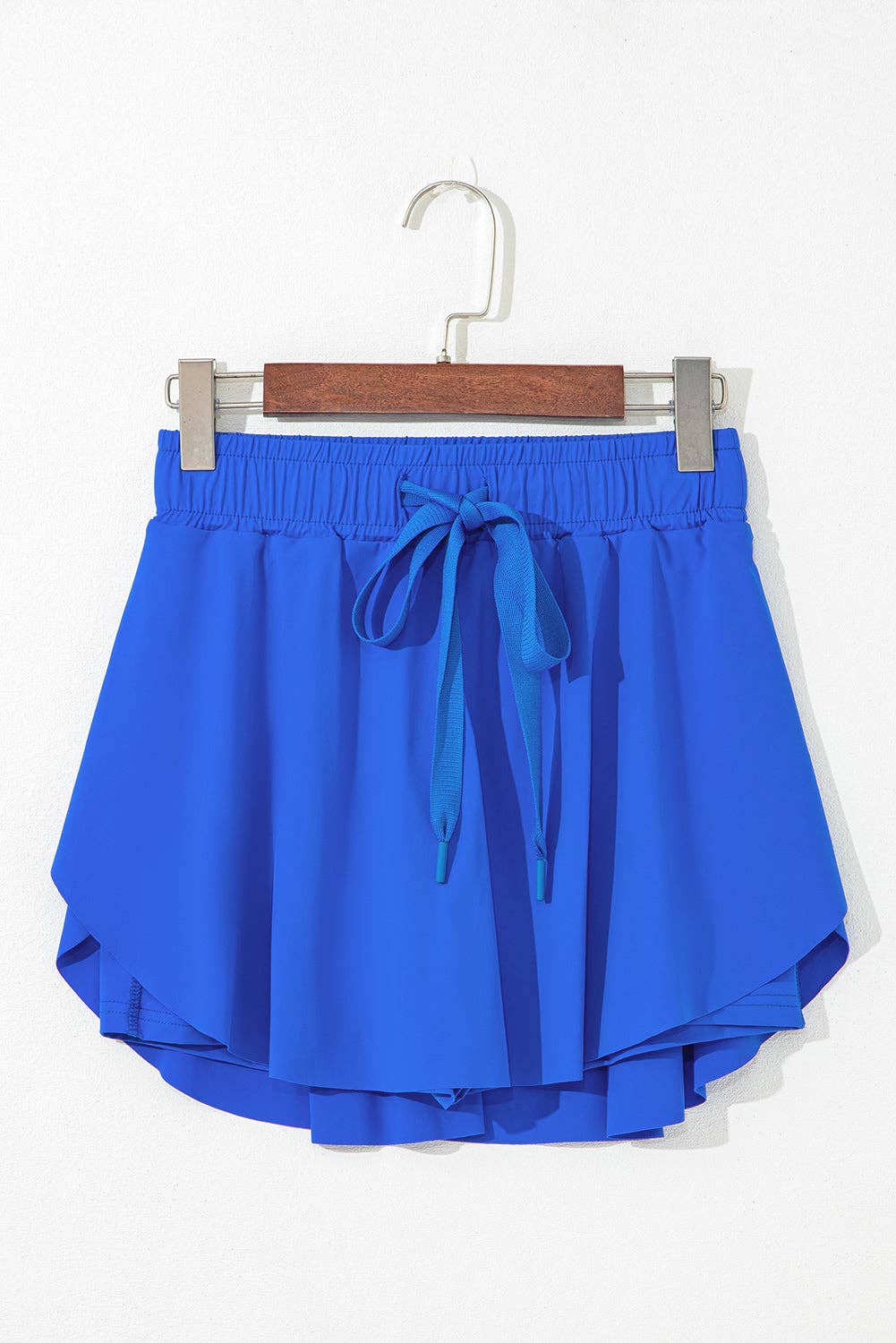 Solid Drawstring High Waist Skort