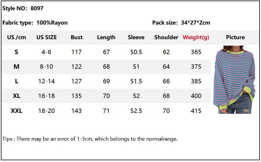 Trendy Striped Sweatshirt~Dark Blue