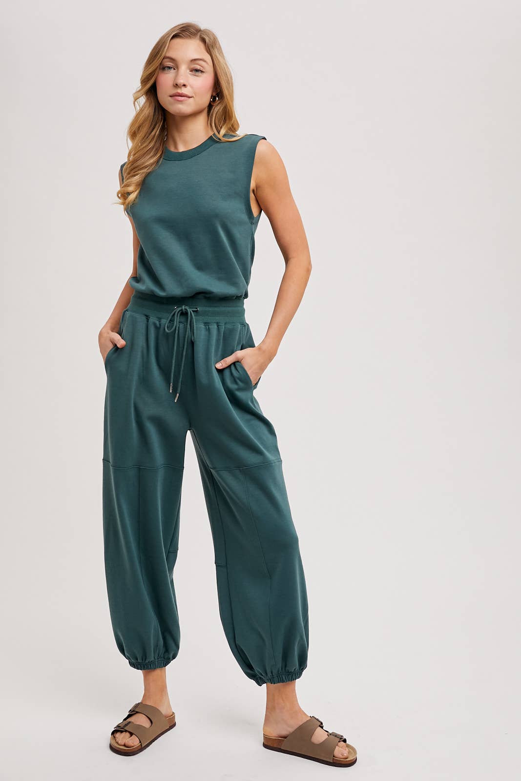 Drawstring Knit Jumpsuit