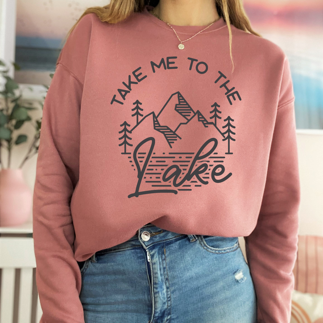 Take Me To The Lake Crewneck~Mauve