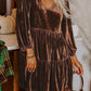 Coffee Velvet Dress