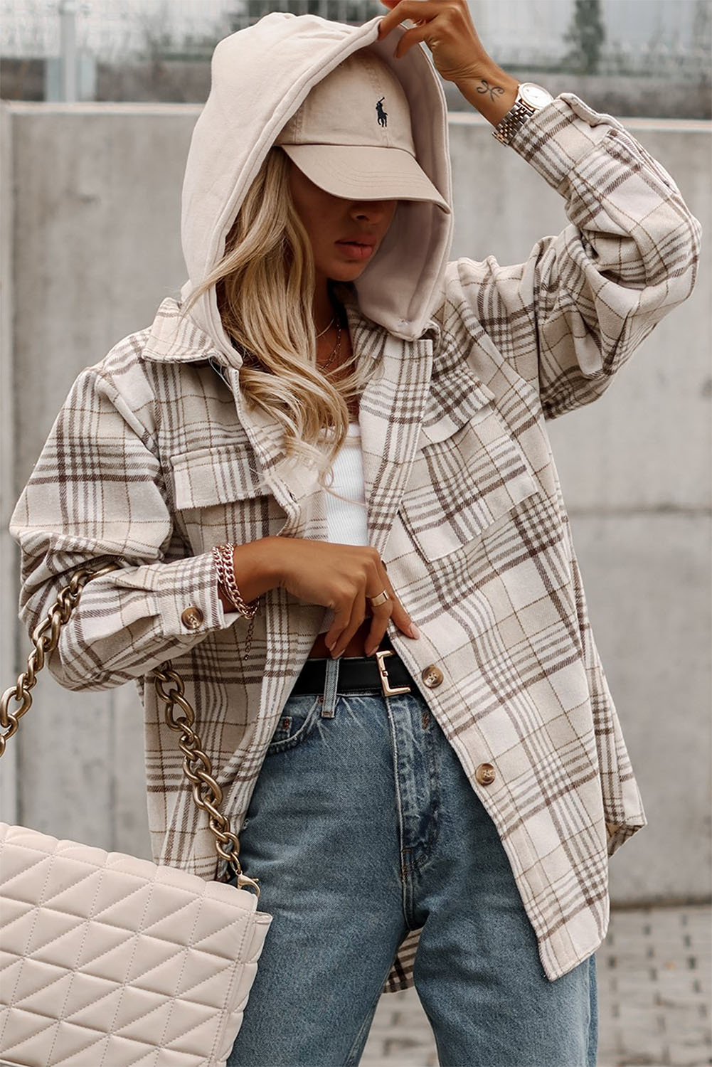 Khaki Plaid Shirt Shacket