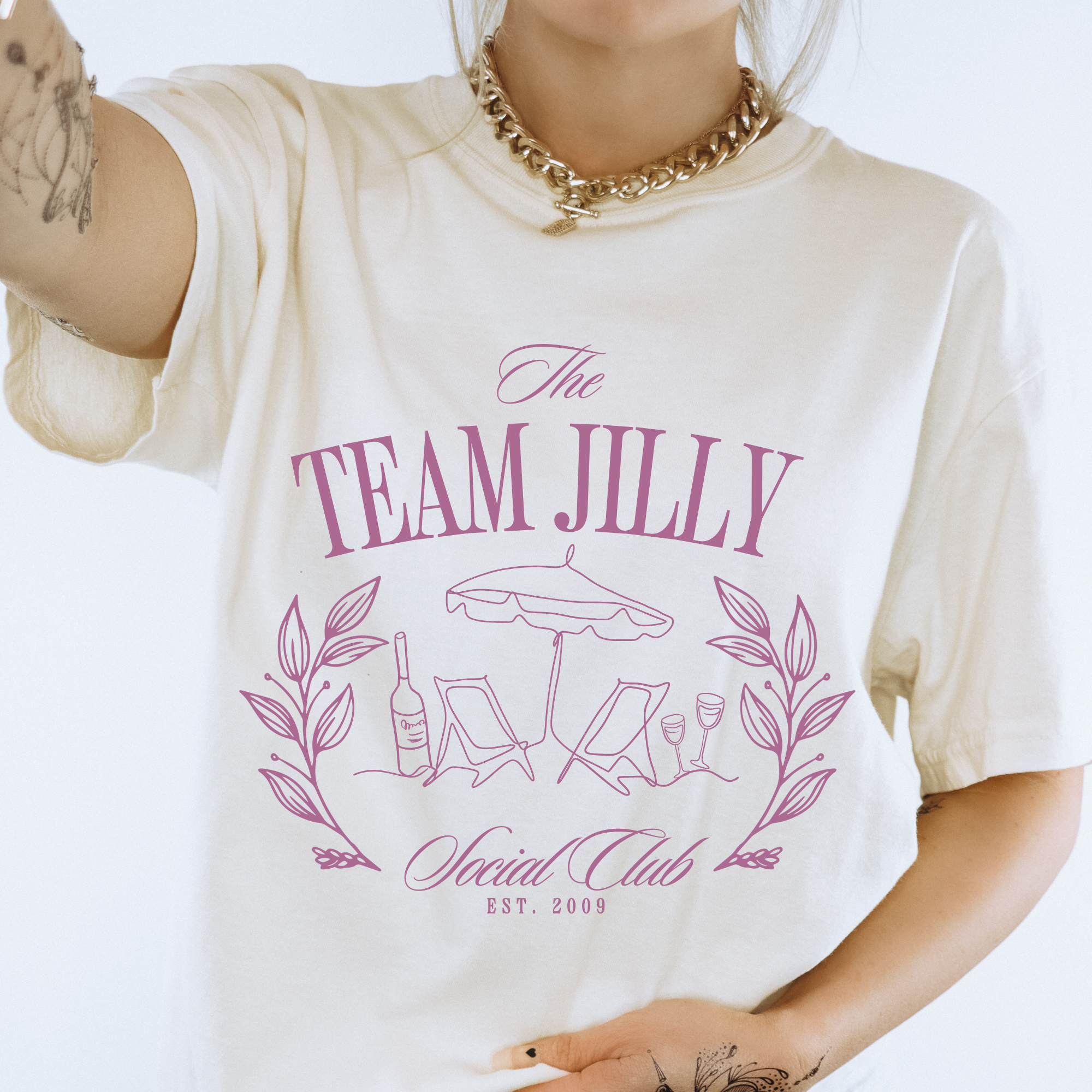 The Team Jilly Social Club Tee~Ivory~SALE