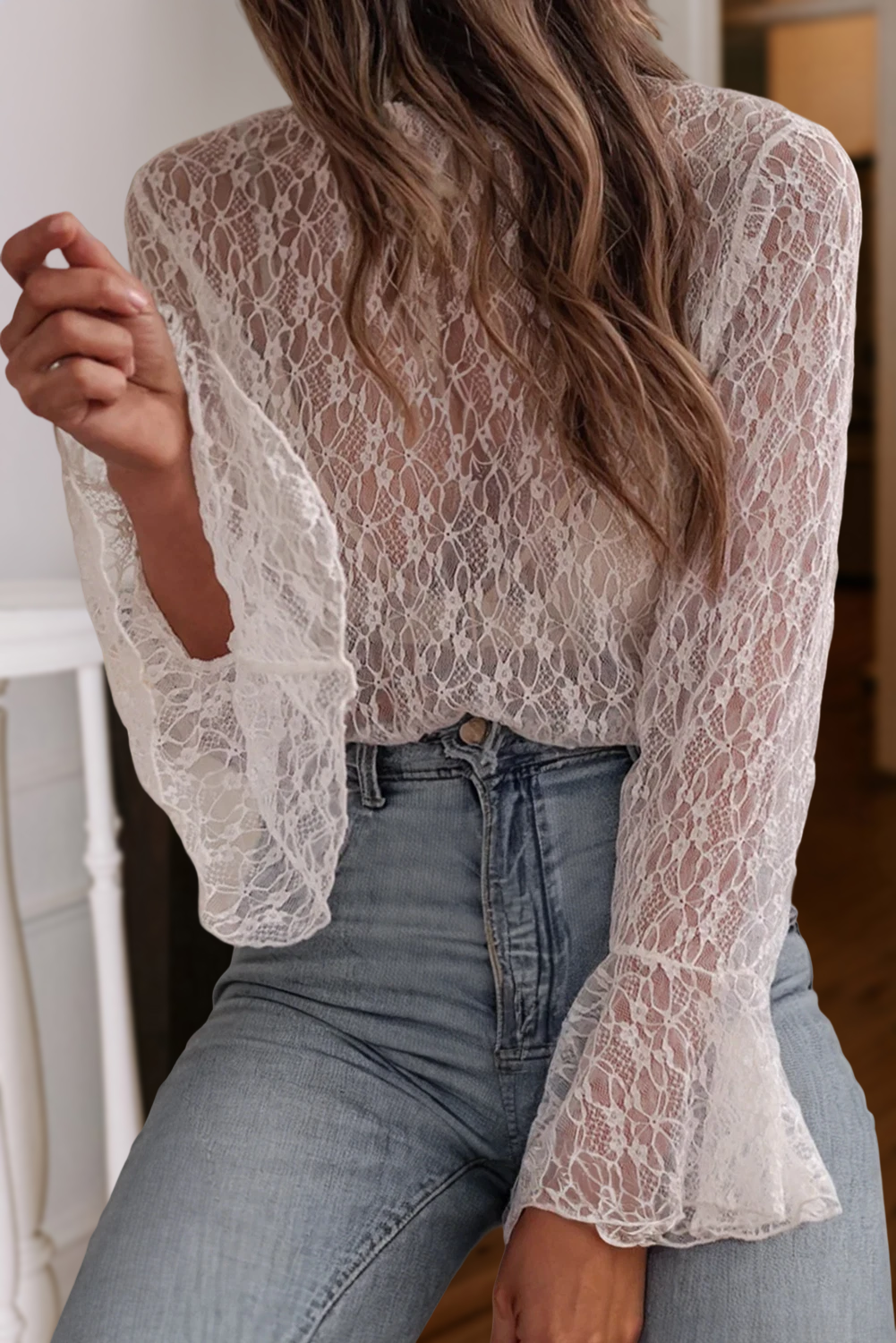 Lace Bell Sleeve Top