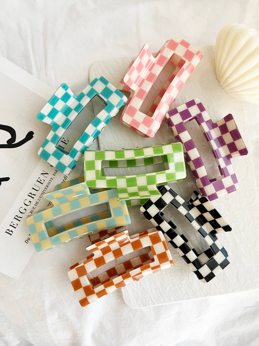 Jumbo Checkered Hair Clips