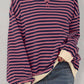 Trendy Striped Sweatshirt~Dark Red