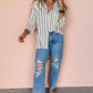 Strip Button Oversized Shirt