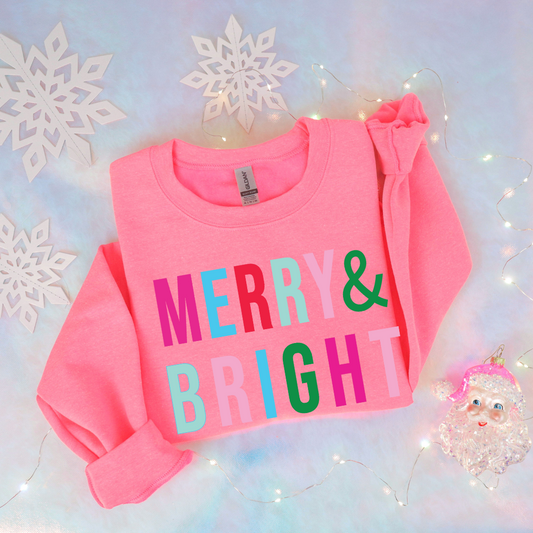Merry & Bright Crewneck~Available in 2 colours.