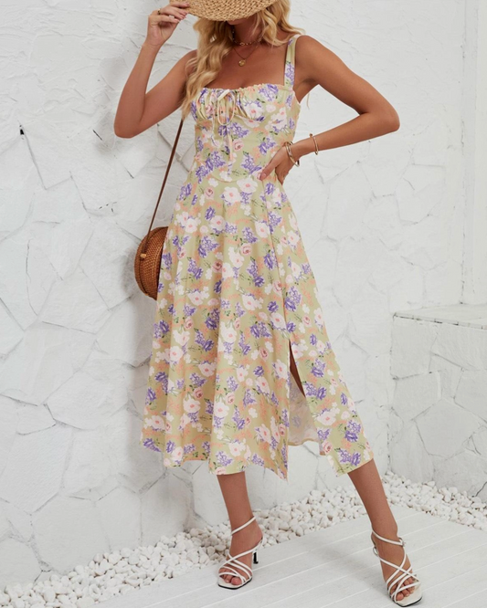 Floral A-Line Midi Dress