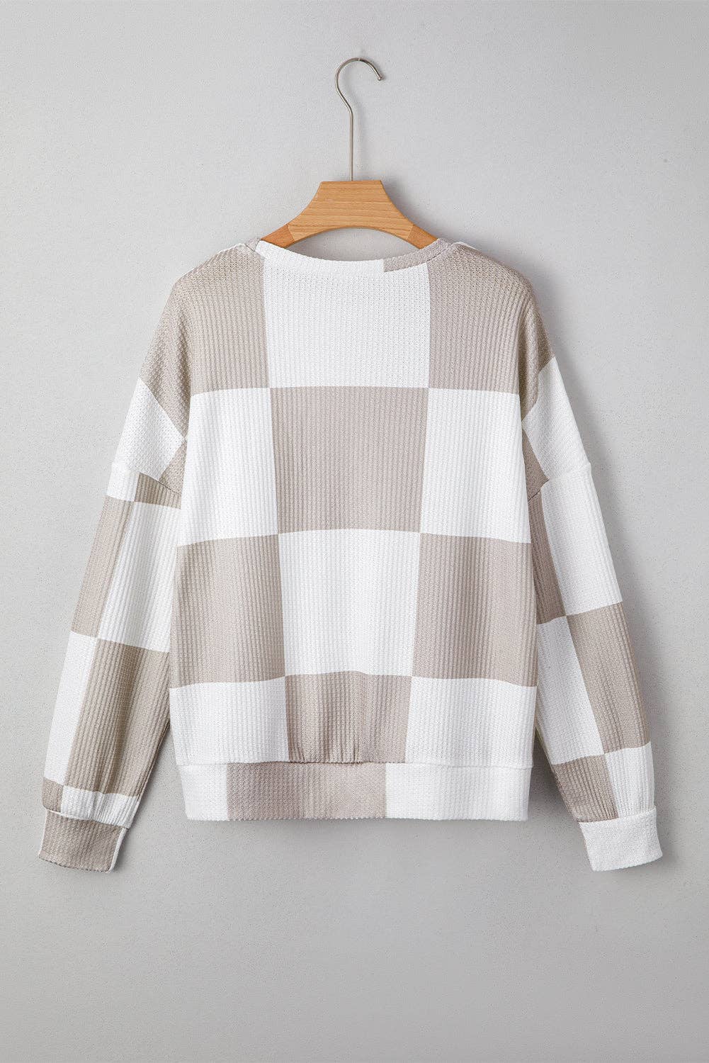 Checkered Textured Knit Sweater