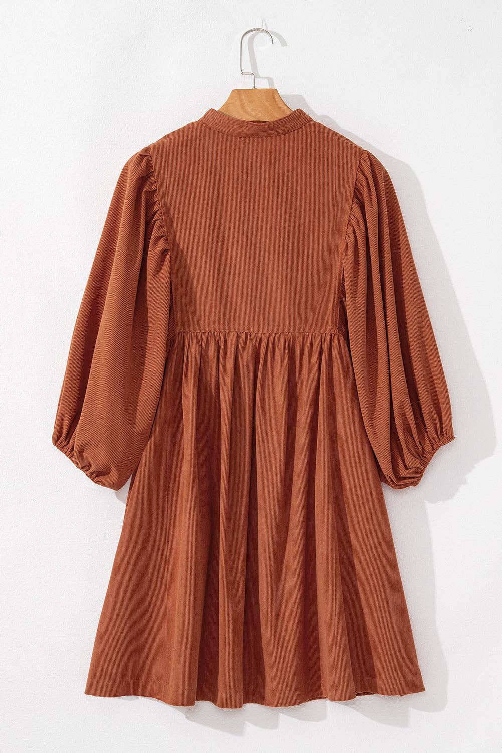 Corduroy 3/4 Sleeve Button Dress