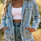 Denim Distressed Hooded Jacket