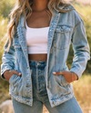 Denim Distressed Hooded Jacket