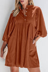 Corduroy 3/4 Sleeve Button Dress