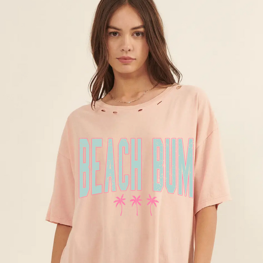 Beach Bum Oversized Distressed Tee