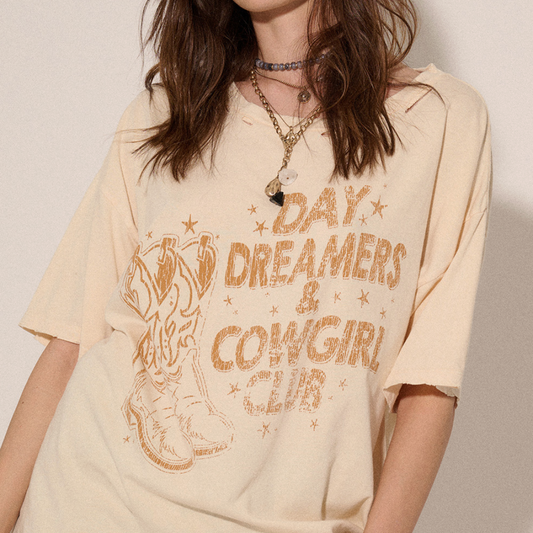 Day Dreamers & Cowgirl Club Distressed Tee