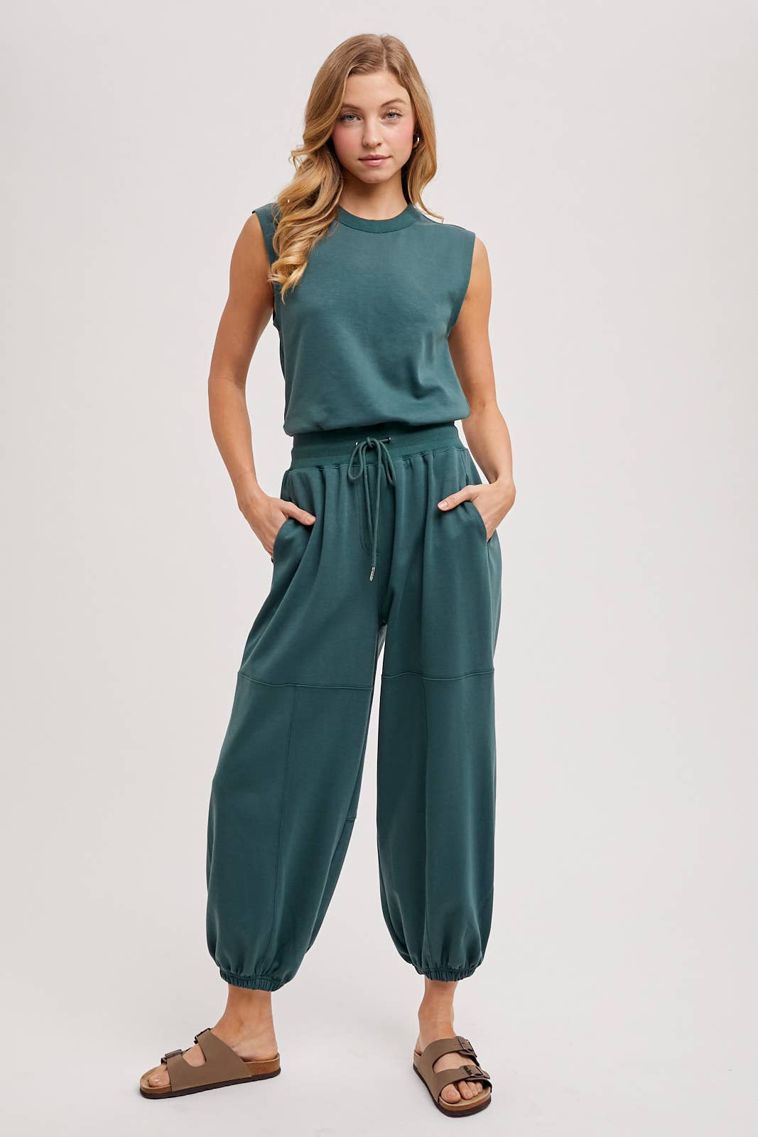 Drawstring Knit Jumpsuit