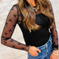 Bow Mesh Long Sleeve Top