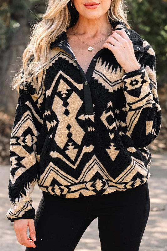 Western Aztec Half Zip Sweatshirt