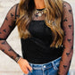 Bow Mesh Long Sleeve Top