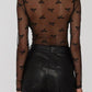 Bow Mesh Long Sleeve Top