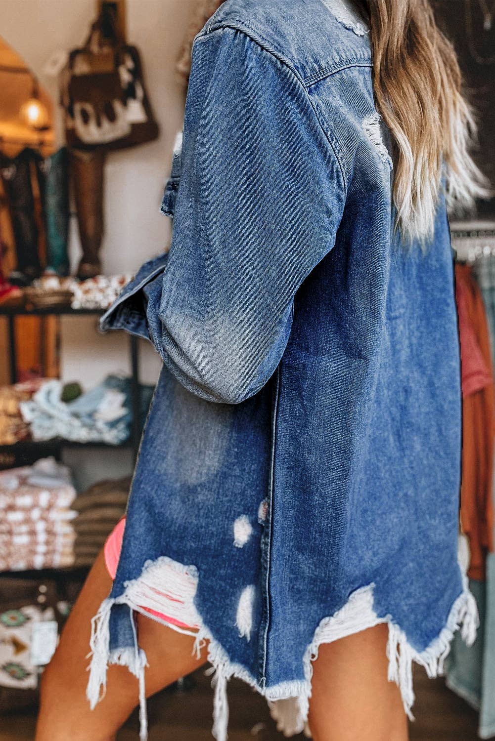 Mineral Wash Distressed Denim Jacket